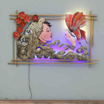 Butterfly With Women Iron Wall Décor