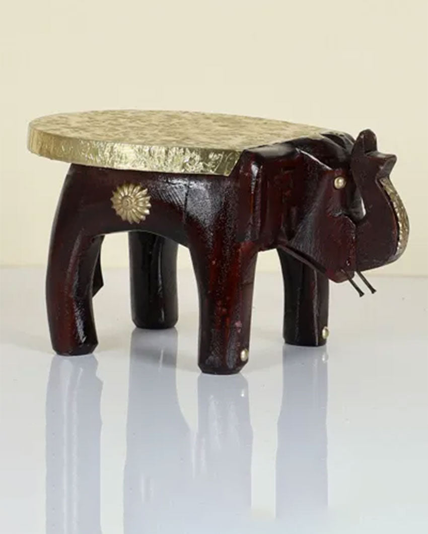 Elegant Brass Elephant Table Piece | 8 x 5 x 4 inches