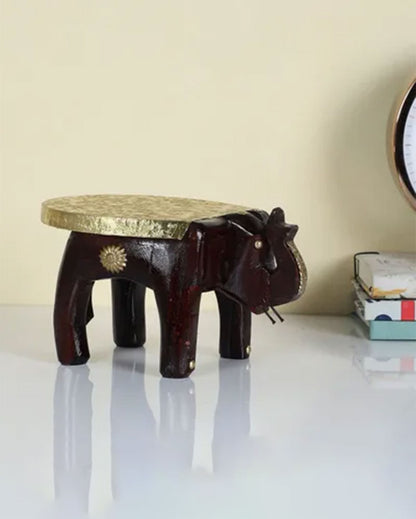 Elegant Brass Elephant Table Piece | 8 x 5 x 4 inches