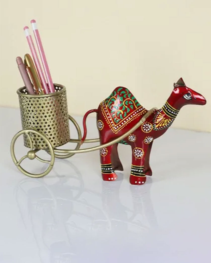 Elegant Camel Cart Design Pen Stand | 11 x 4 x 6 inches