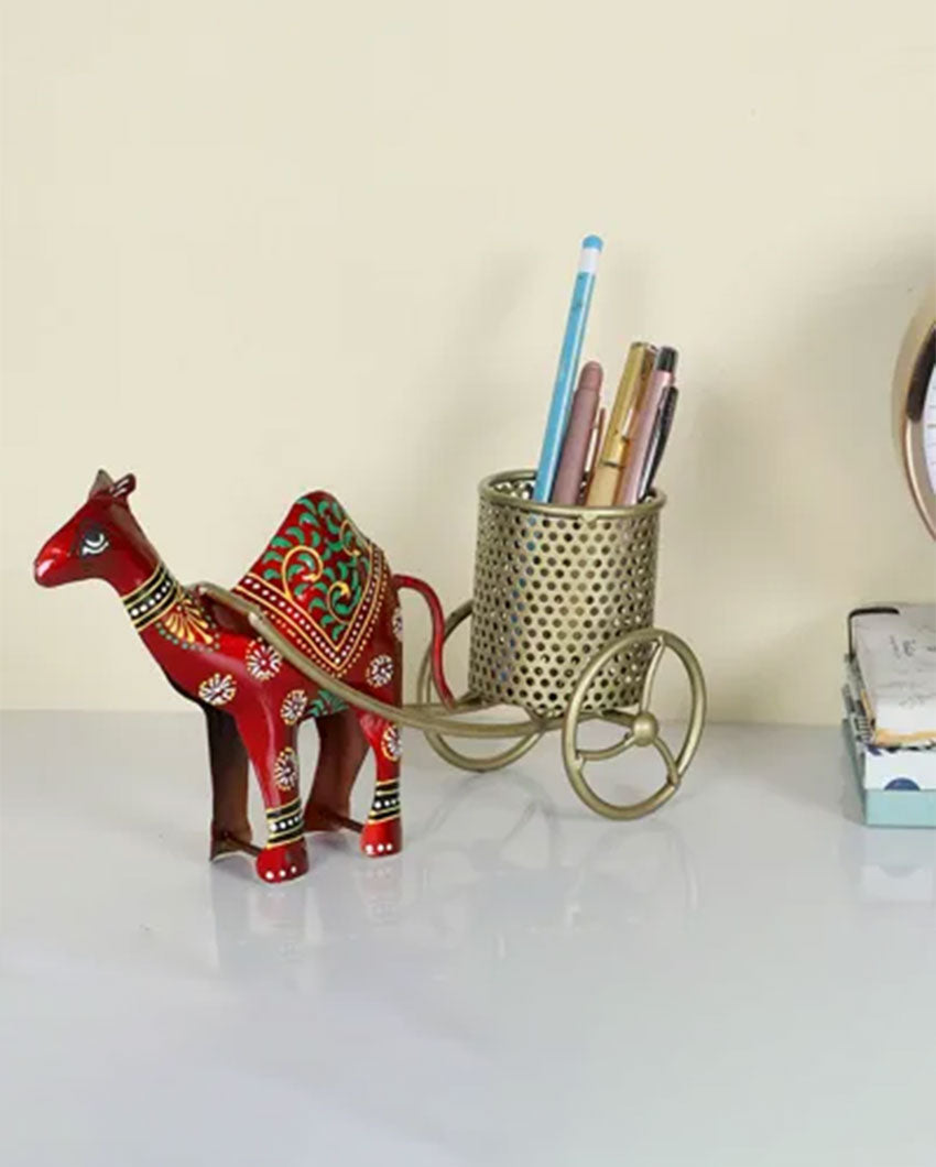 Elegant Camel Cart Design Pen Stand | 11 x 4 x 6 inches