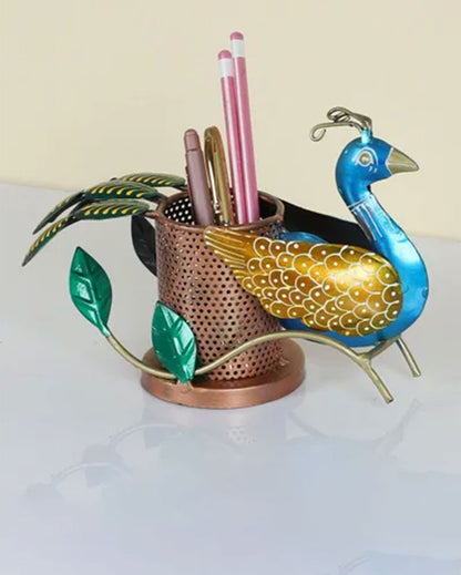 Elegant Peacock Design Pen Stand | 10 x 4 x 6 inches