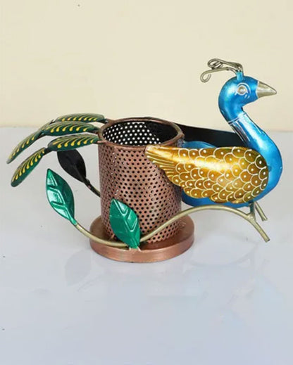 Elegant Peacock Design Pen Stand | 10 x 4 x 6 inches