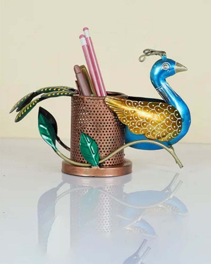 Elegant Peacock Design Pen Stand | 10 x 4 x 6 inches