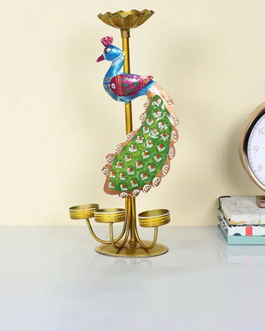 Elegant Peacock Design Tea Light Stand | 6 x 4 x 15 inches