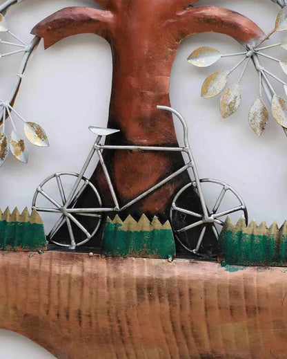 Tree With Cycle Iron Wall Décor