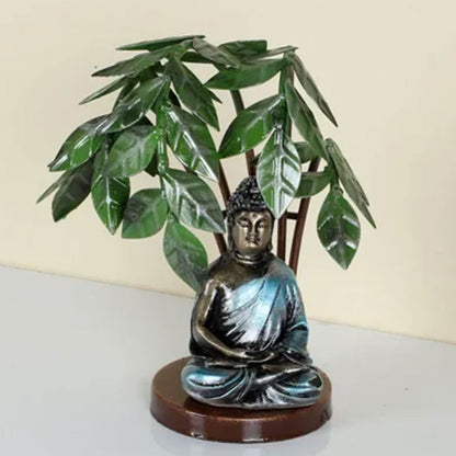 Buddha Meditation Statue Under Tree | 6 x 6 x 9 inches