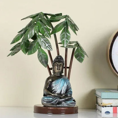 Buddha Meditation Statue Under Tree | 6 x 6 x 9 inches