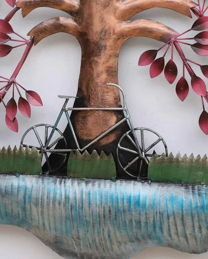 Tree With Cycle Iron Wall Décor