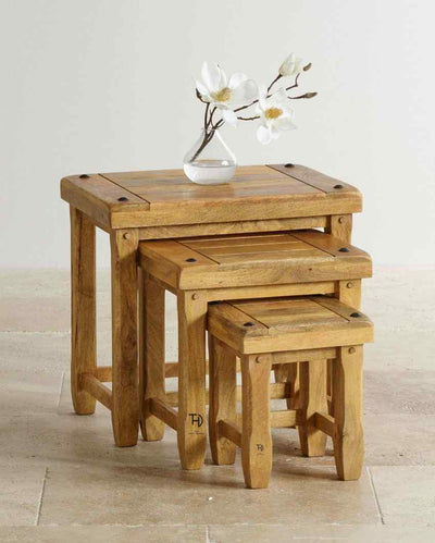 Devi Mango Wood Stools | Set Of 3