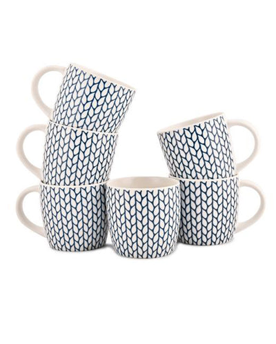 Dew Blue Porcelain Coffee Mugs | Set Of 6