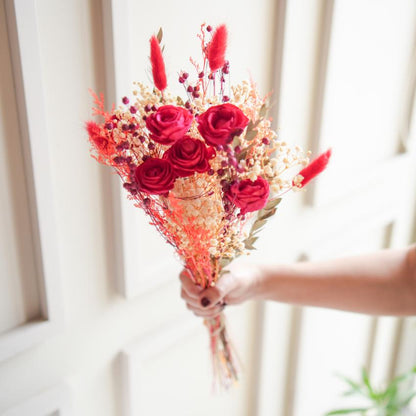 Timeless Forever Red Roses Dried Flower Bunch | 28 x 4 x 6 inches