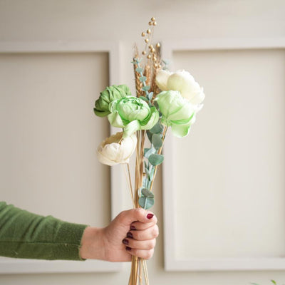 Graceful Minimal Peony Bunch Multicolor Dried Flower | 28 x 4 x 6 inches