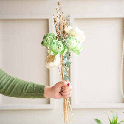 Graceful Minimal Peony Bunch Multicolor Dried Flower | 28 x 4 x 6 inches