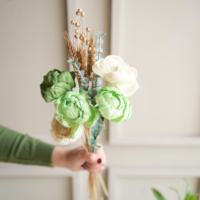 Graceful Minimal Peony Bunch Multicolor Dried Flower | 28 x 4 x 6 inches