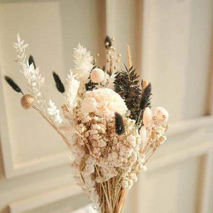 Mystic Wednesday White & Black Dried Flower Bunch without Vase | 28 x 4 x 6 inches