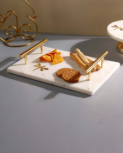 Artistic & Nature-Inspired White Shade Serving Tray | 12 x 9 x 4 inches