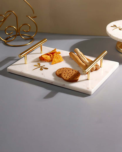Artistic & Nature-Inspired White Shade Serving Tray | 12 x 9 x 4 inches