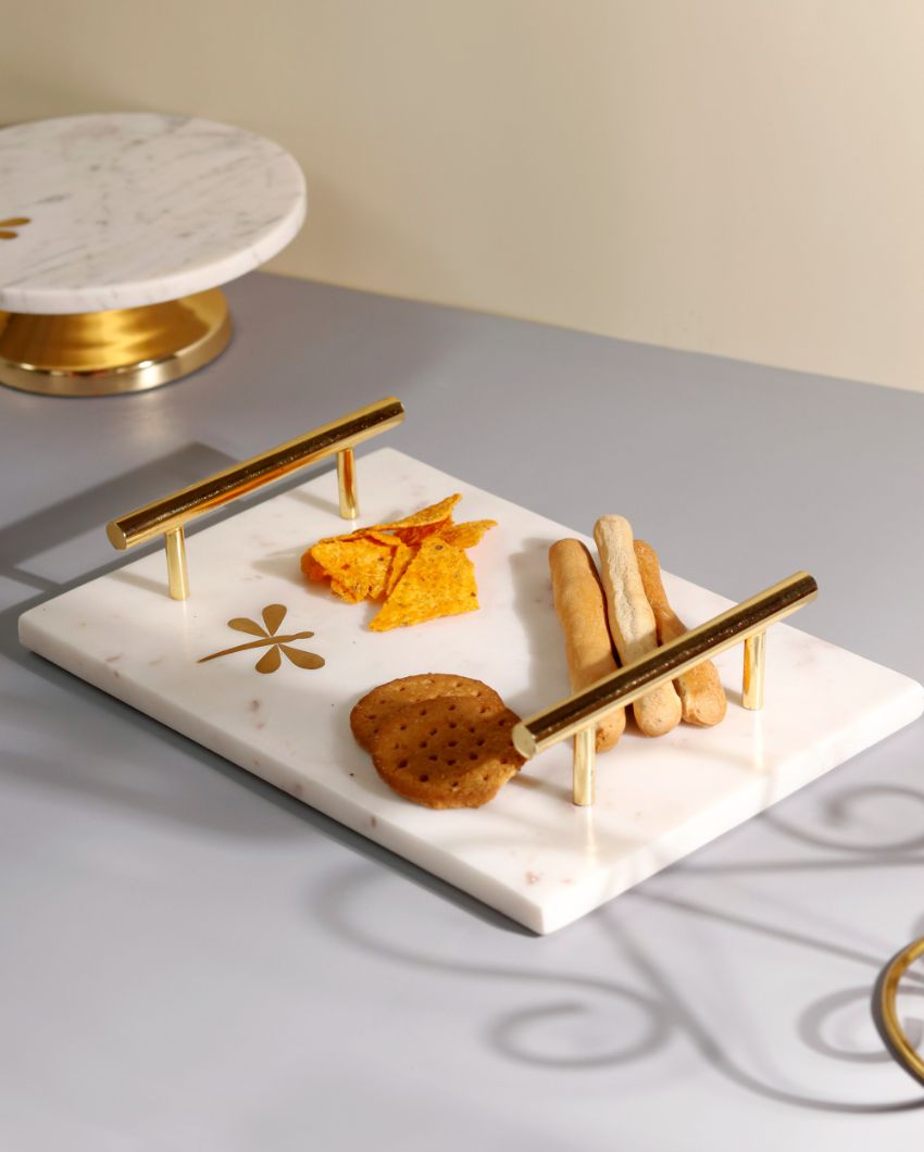 Artistic & Nature-Inspired White Shade Serving Tray | 12 x 9 x 4 inches