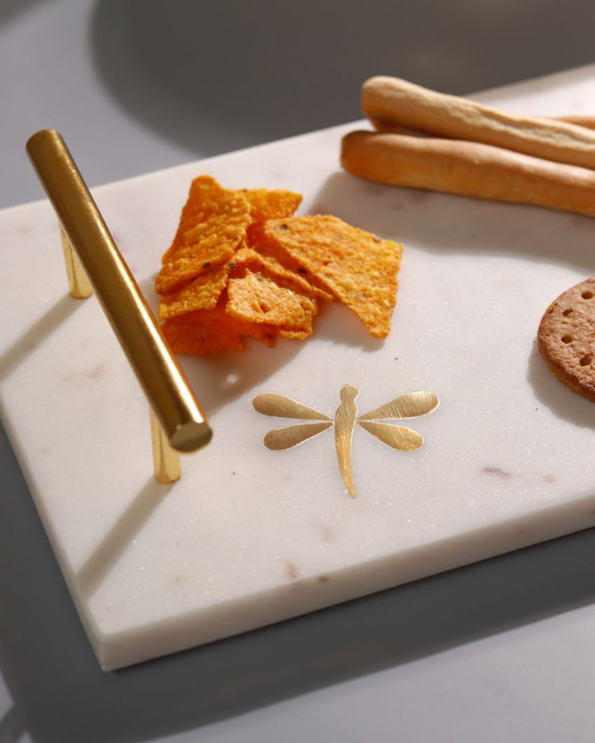 Artistic & Nature-Inspired White Shade Serving Tray | 12 x 9 x 4 inches