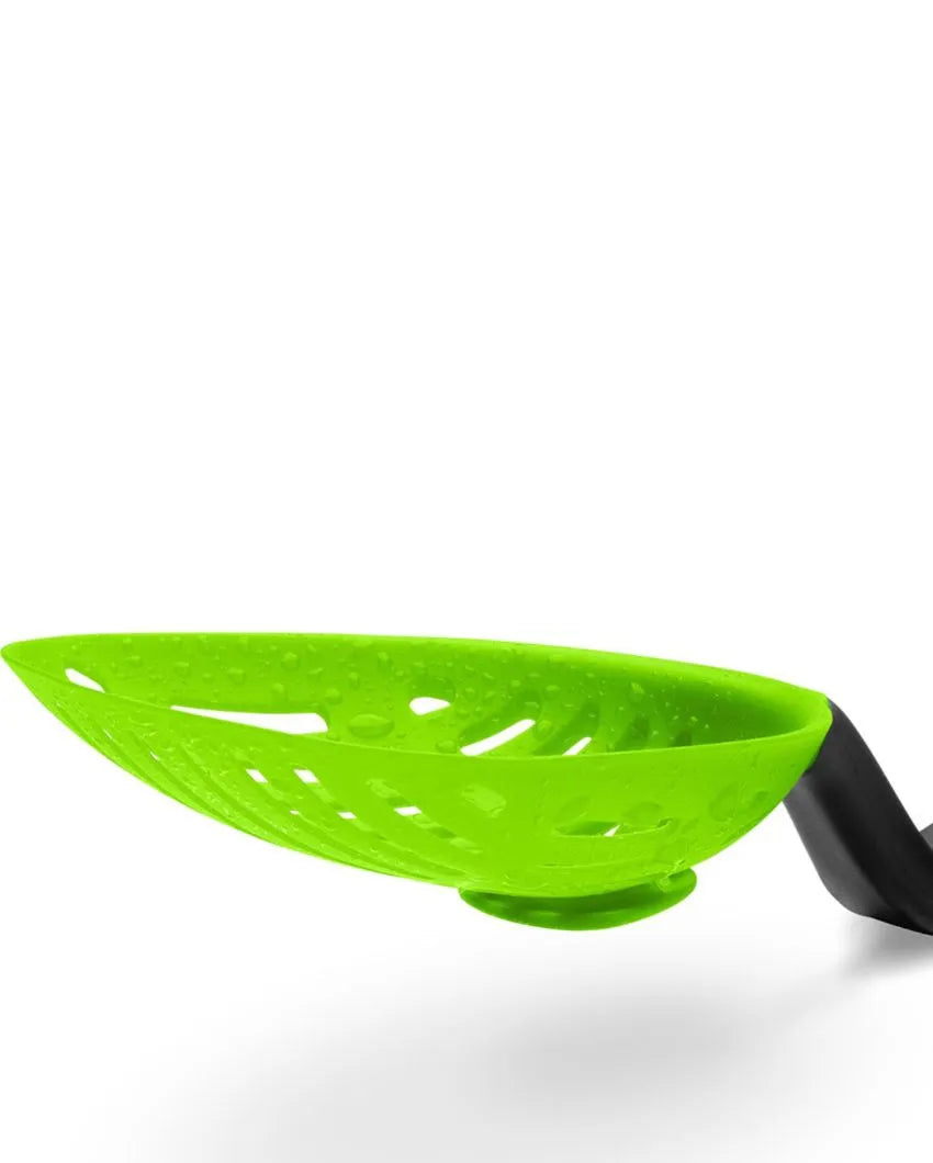 Lestrain Drip-Catching Sit-Up Dripless Slotted Scoop Strainer Green