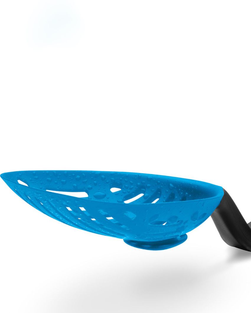 Lestrain Drip-Catching Sit-Up Dripless Slotted Scoop Strainer Blue