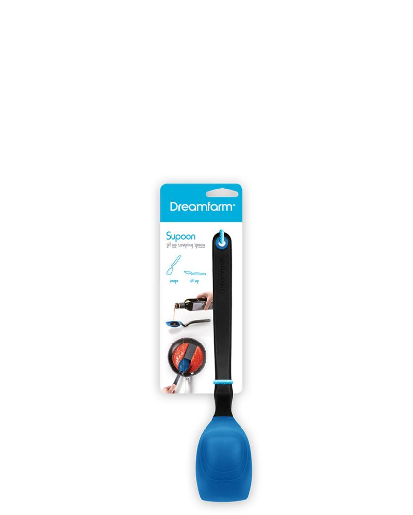 Dreamfarm Non-Stick Silicone Sit Up Spoon With Measuring Lines | Blue Color | 11 x 2 x 1 inches