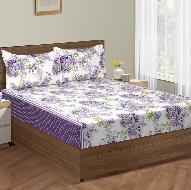 Anemone Floral Print Cotton Bedding Set Double Fitted Size
