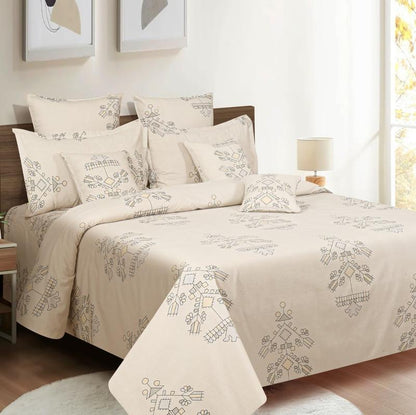 Unique Floral Print Cotton Bedding Set Double Fitted Size