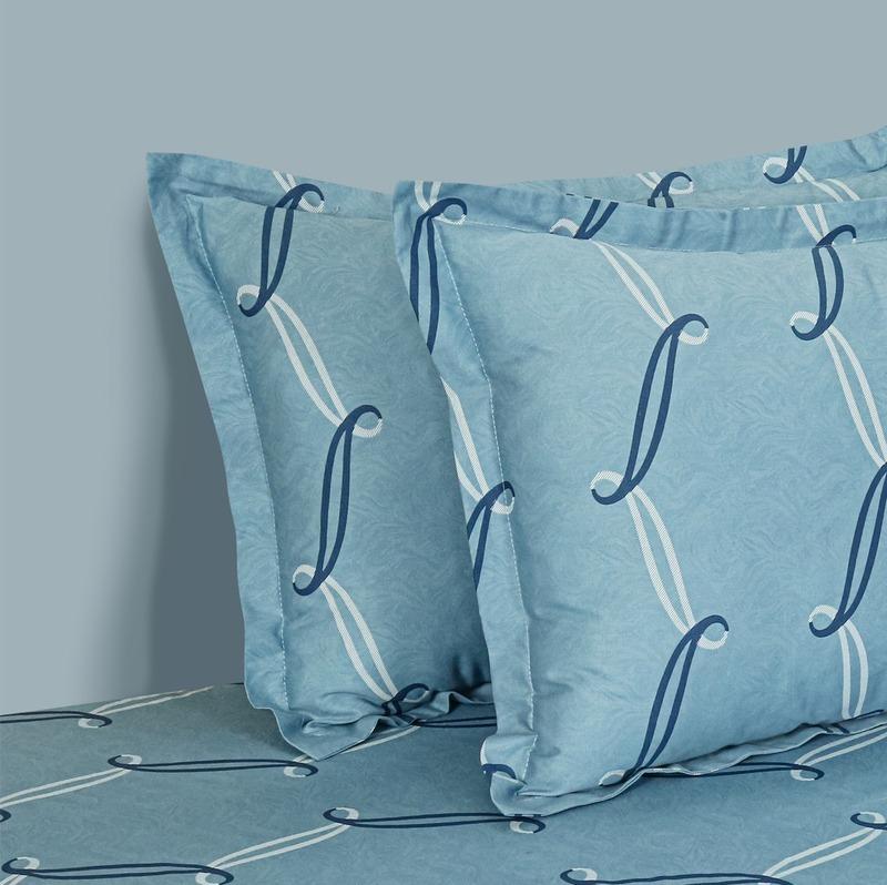 Opulent Beige Design Print Cotton Satin Bedding Set Double Fitted Size