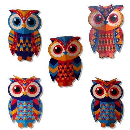 Wooden Owl Wall Hangings | Set of 2