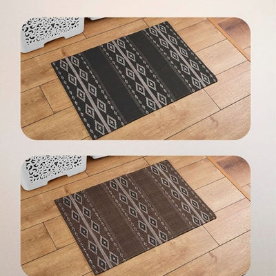 Brown Hand Woven Modern Printed Cotton Dhurrie | Floormat | 30 x 18 Inches