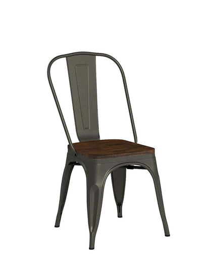 Elegant Black & Dark Brown Marvel Chair with Wooden Seat | 16 x 16 x 35 inches