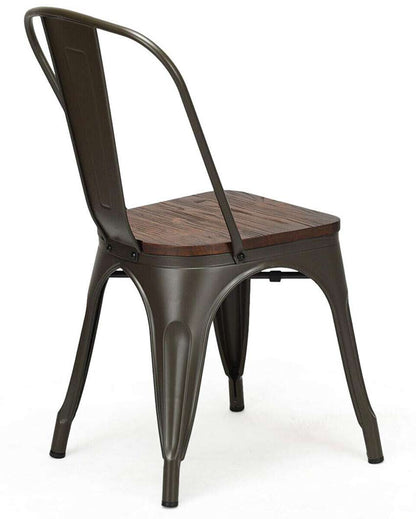 Elegant Black & Dark Brown Marvel Chair with Wooden Seat | 16 x 16 x 35 inches