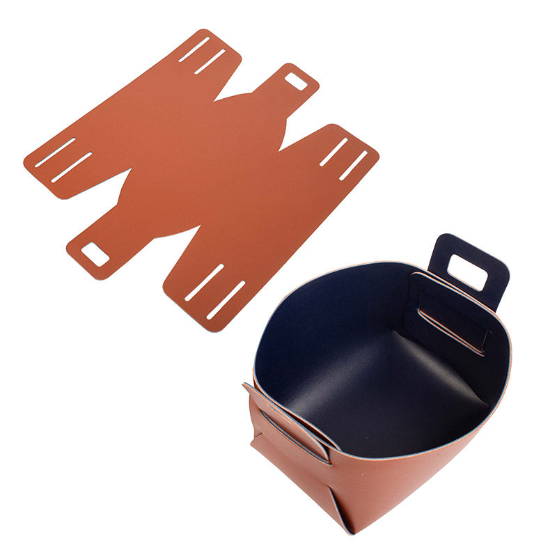 Reversible Faux Leather DIY Basket | Multiple Colors Burnt Orange & Blue