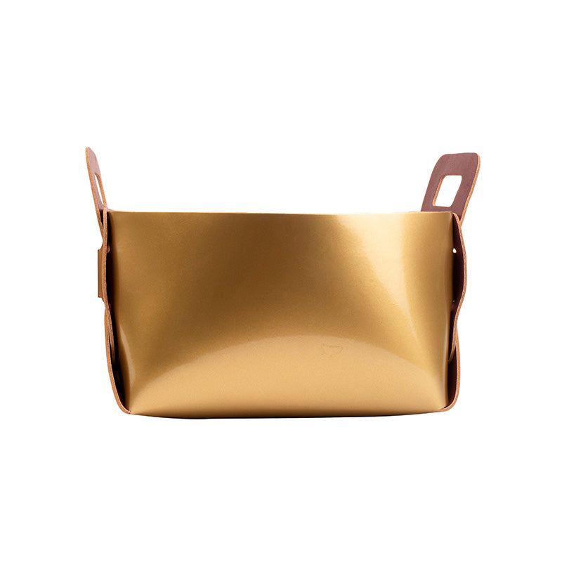 Reversible Faux Leather DIY Basket | Multiple Colors Burnt Orange & Gold