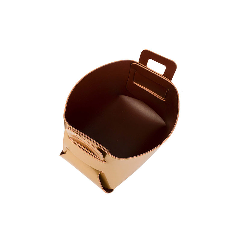 Reversible Faux Leather DIY Basket | Multiple Colors Brown & Gold