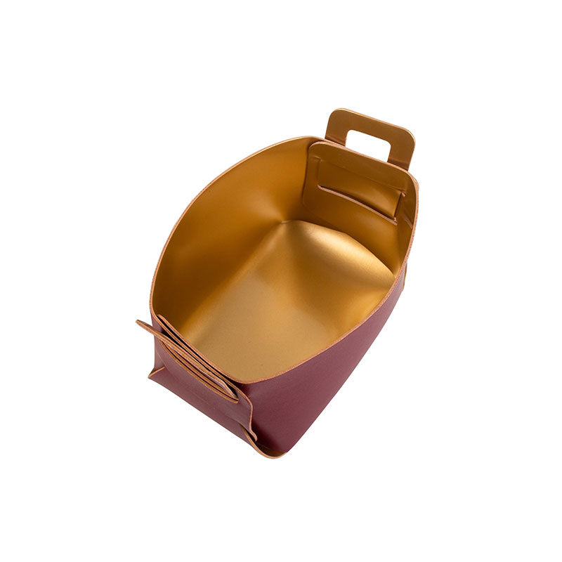 Reversible Faux Leather DIY Basket | Multiple Colors Maroon & Gold