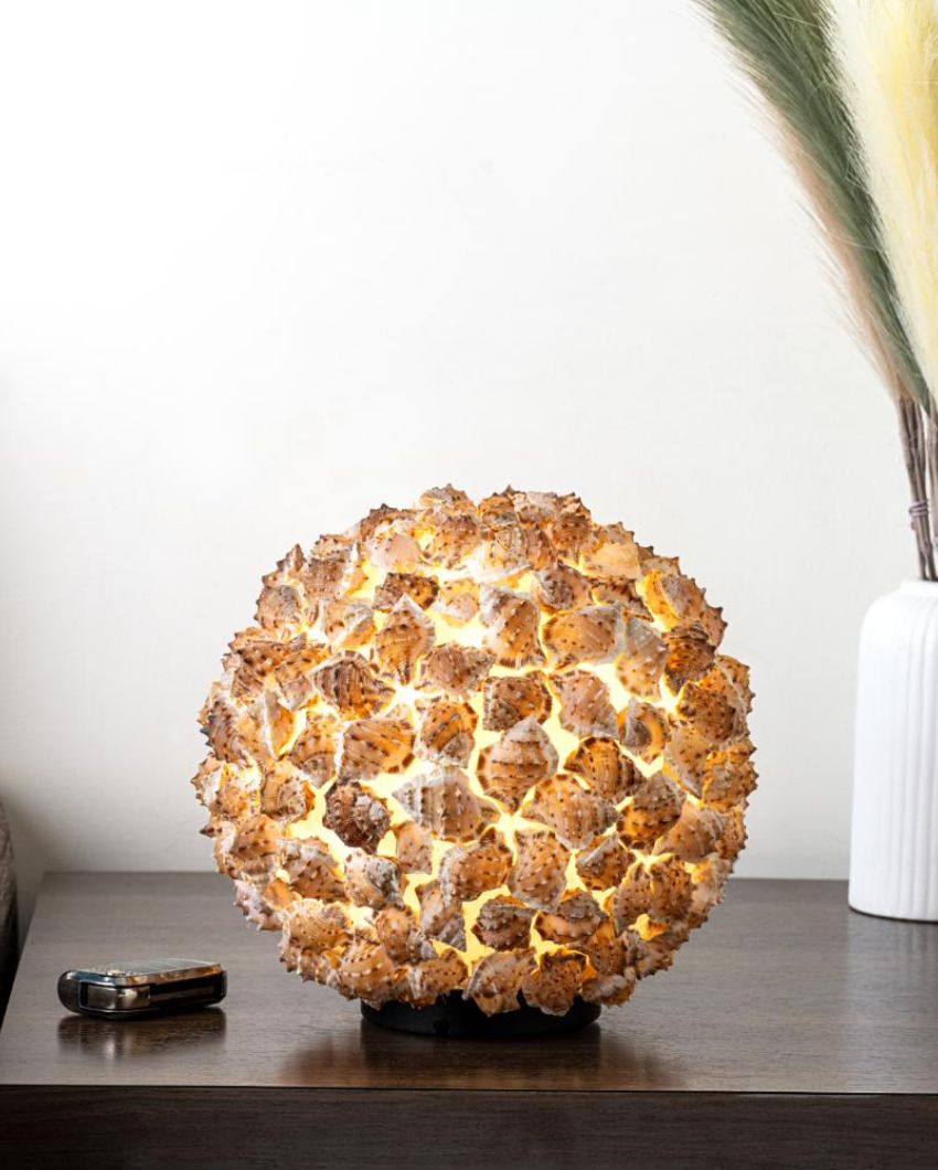 Stylish Round Light Simman Brown Table Lamp | 8 x 9 inches