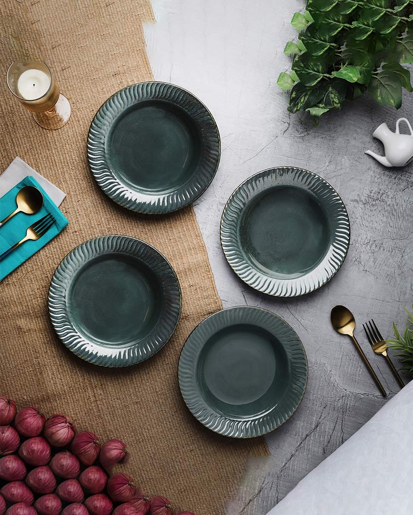 Elegant Dinnerware Emerald Green Quarter Plates | Set of 4 | 7 inches