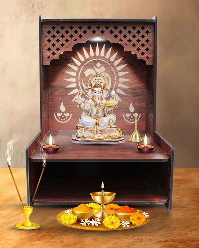 Om Printed Mandir Shelf for Home | 15 x 12 x 16 inches