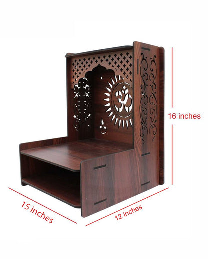 Om Printed Mandir Shelf for Home | 15 x 12 x 16 inches