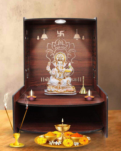 Ganesha Printed Mandir Shelf for Home | 15 x 12 x 16 inches