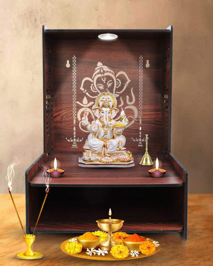 Divine Ganesha Printed Mandir Shelf For Home | 15 x 12 x 16 inches