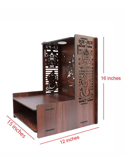 Divine Ganesha Printed Mandir Shelf For Home | 15 x 12 x 16 inches