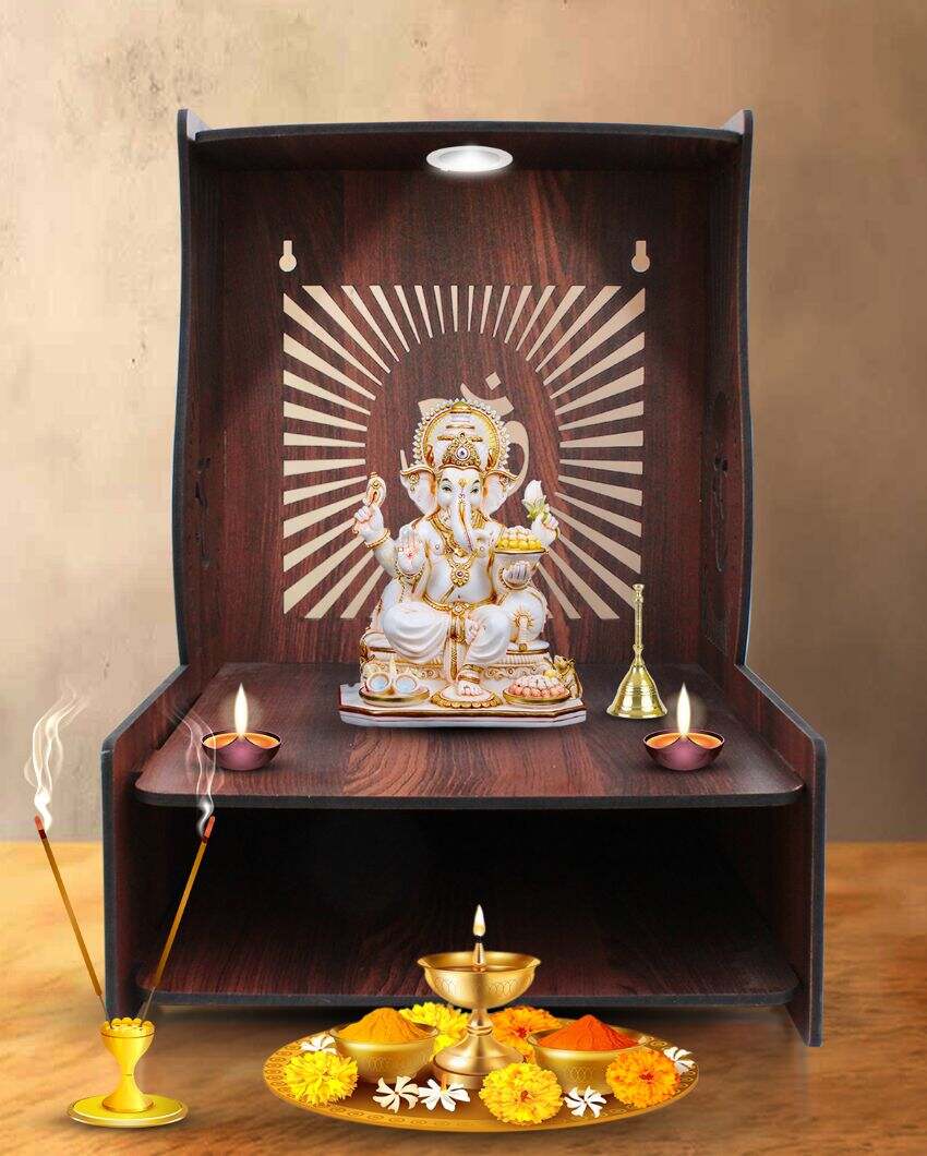 Divine Om Printed Mandir Shelf | 15 x 12 x 16 inches