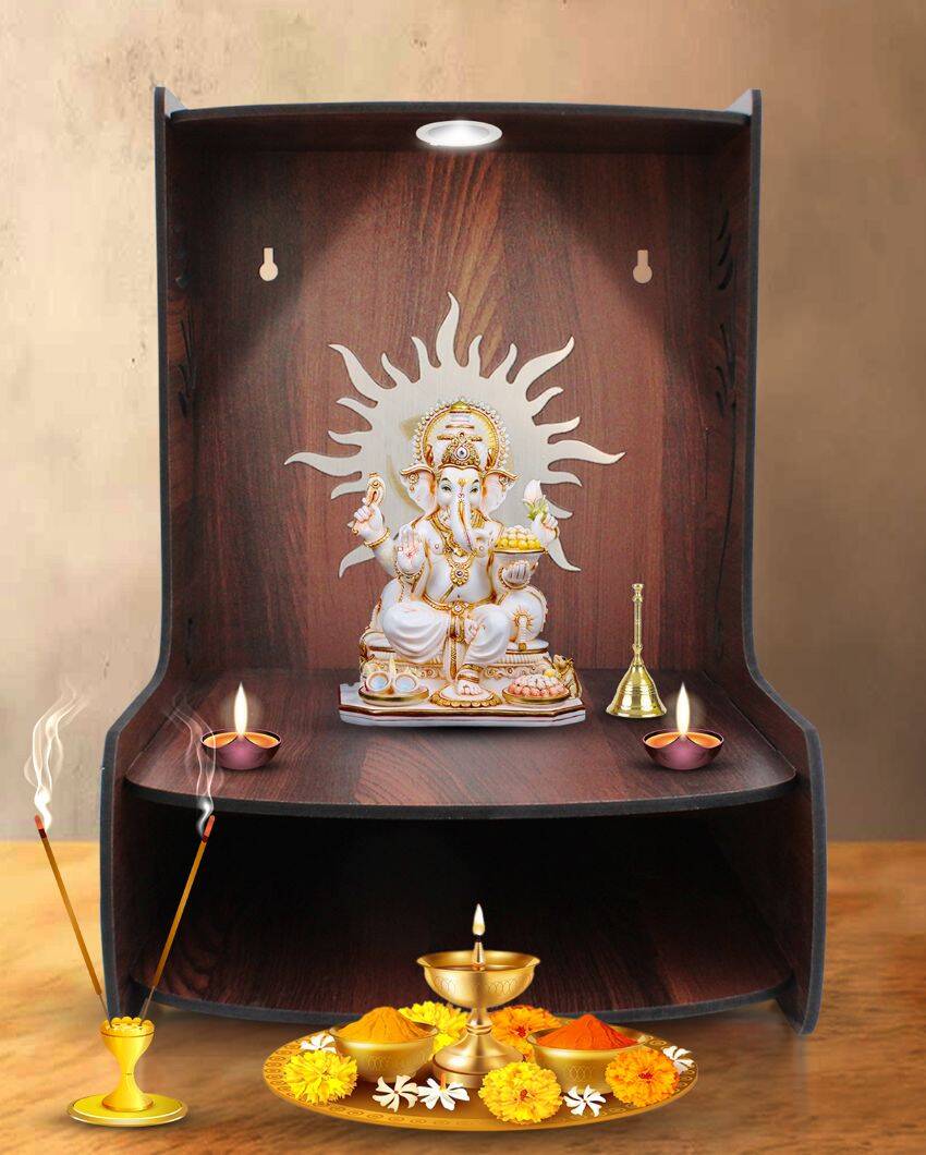 Elegant Om Printed Mandir Shelf For Home | 15 x 12 x 18 inches