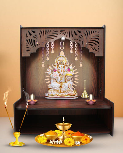 Wooden Mandir Shelf for Home | 15 x 12 x 18 inches