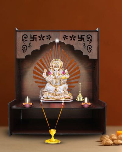 Wooden Mandir Shelf for Home Temple | 15 x 12 x 18 inches