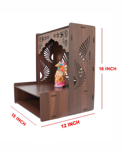 Wooden Mandir Shelf for Home Temple | 15 x 12 x 18 inches